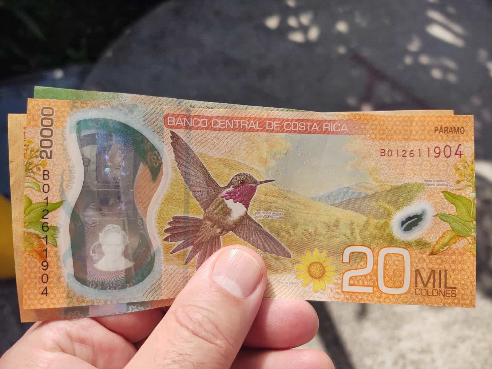 A Picture of a 2000 Colones. It’s Yellow With a Hummingbird on Its Bill A Picture of a 2000 Colones. It’s Yellow With a Hummingbird on Its Bill