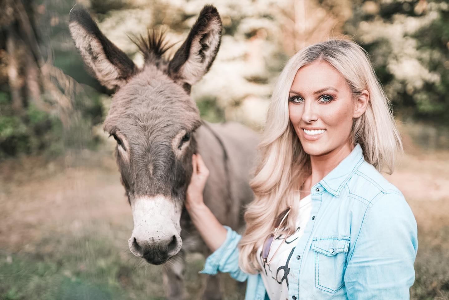 Stephanie with a Donkey