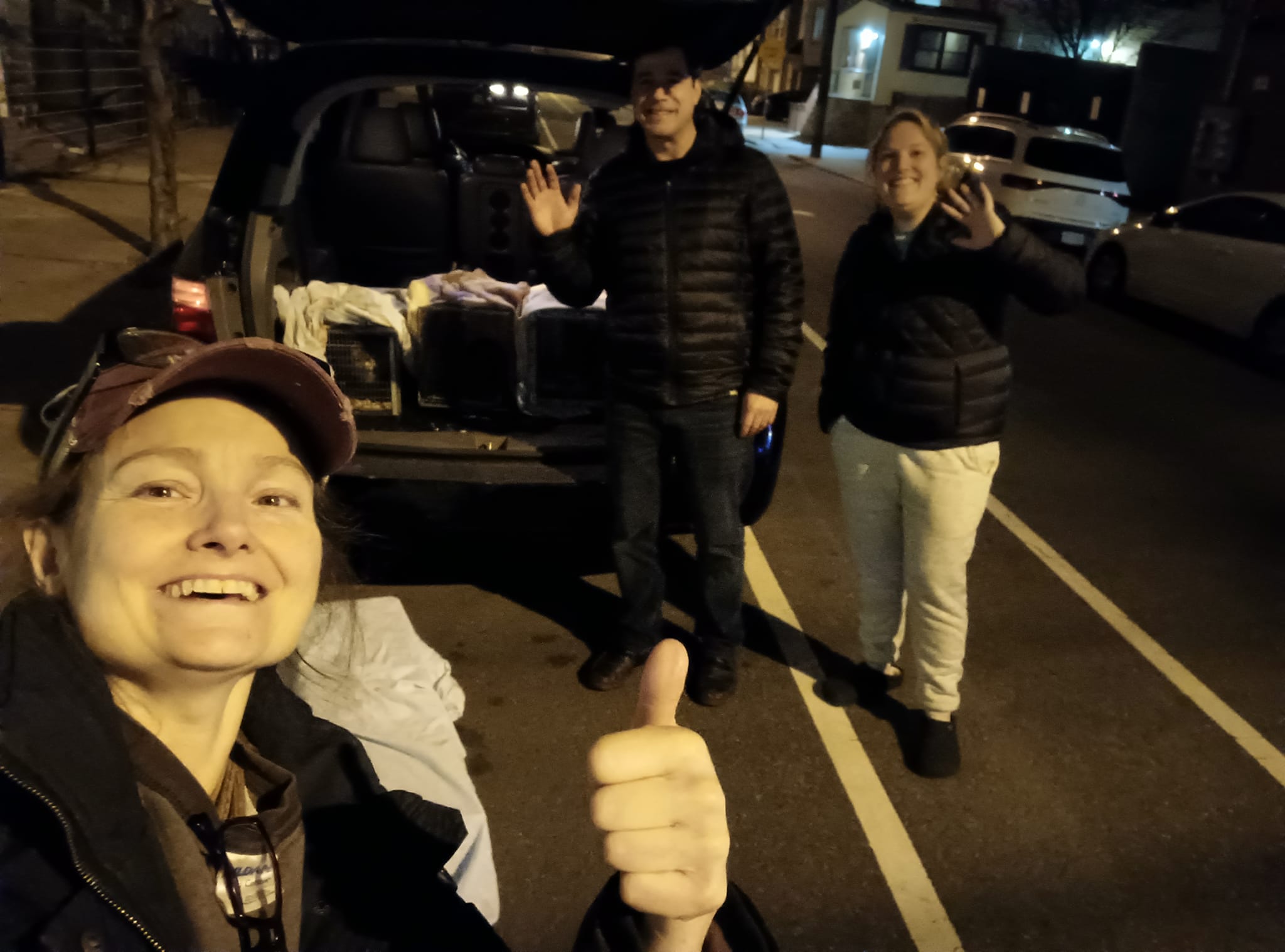 Elizabeth and Two Other People Doing Trap Neuter Return Cats