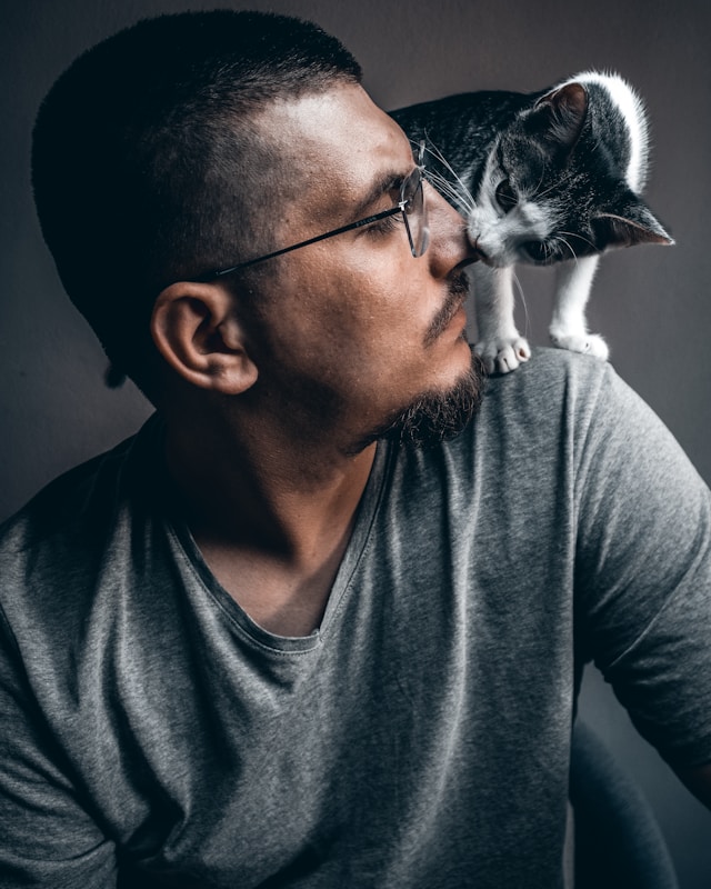 A connection between a human and his cat