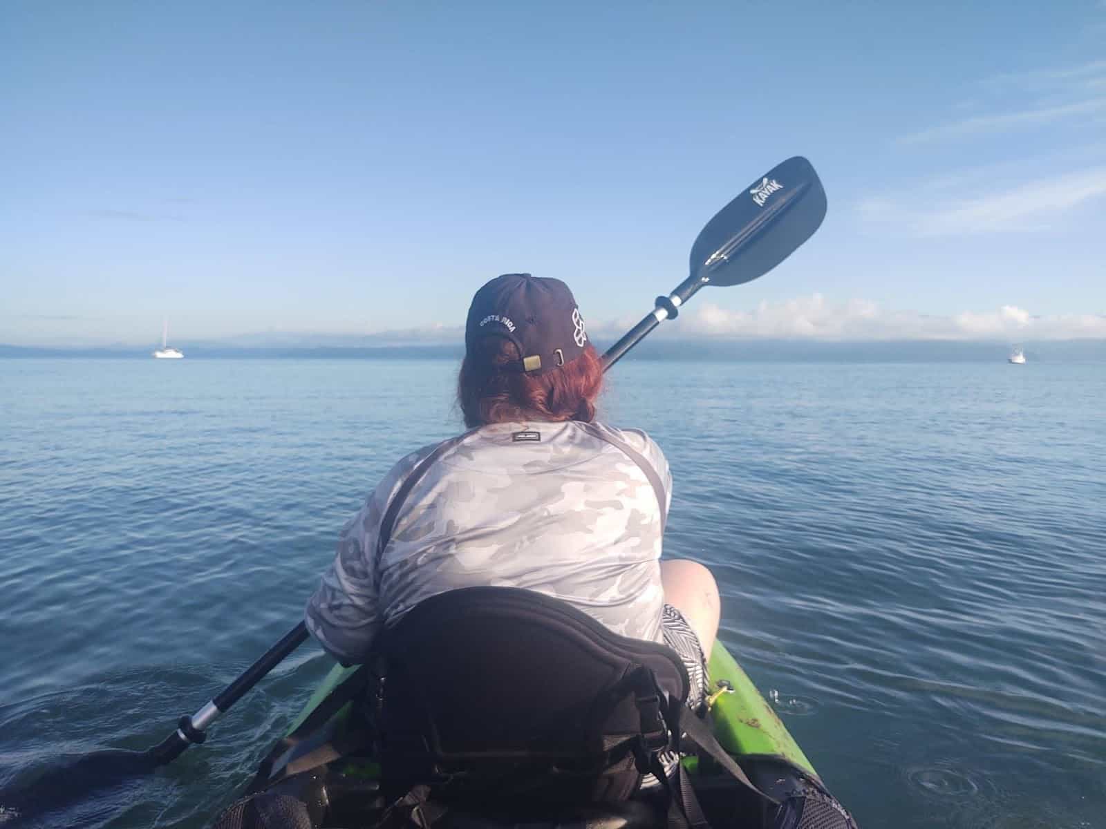 A Picture of Me From Behind on a Kayak Paddling in the Water Near the Corcovado Beach Lodge in the Puerto Jimenez Area A Picture of Me From Behind on a Kayak Paddling in the Water Near the Corcovado Beach Lodge in the Puerto Jimenez Area