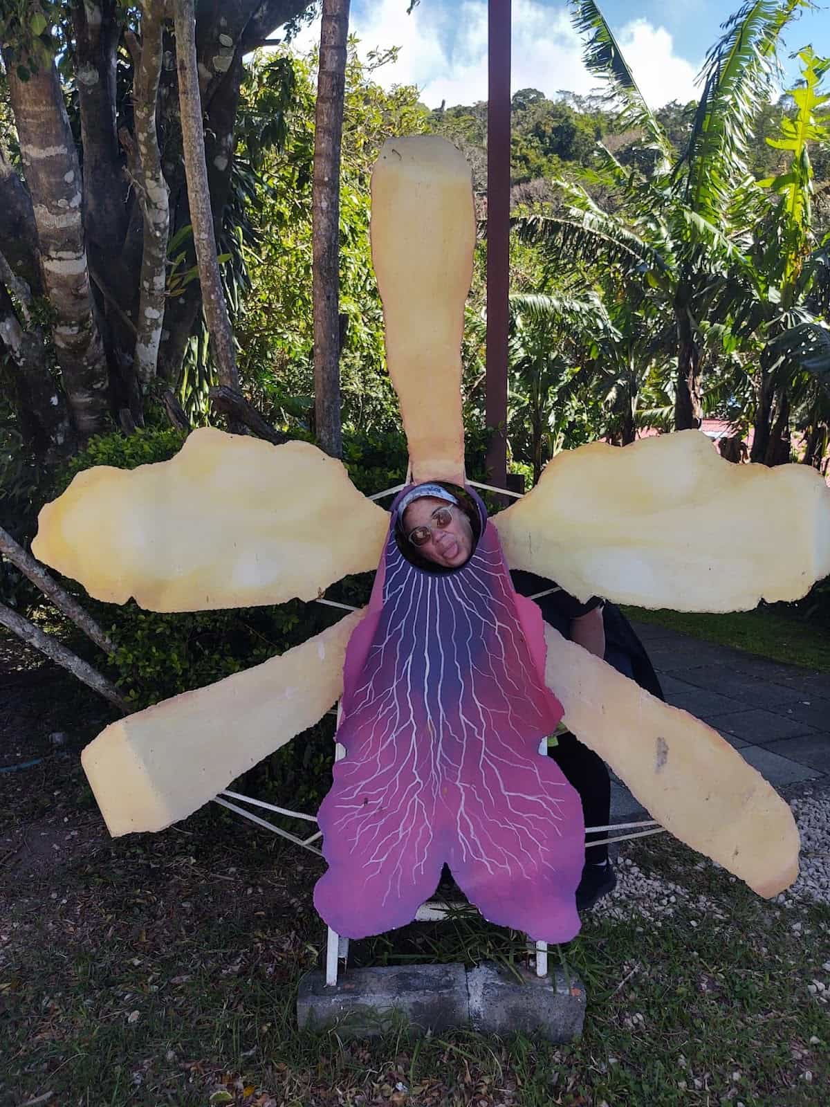 A Metal Statue of an Orchid and I Am Putting My Face Through the Middle of It A Metal Statue of an Orchid and I Am Putting My Face Through the Middle of It