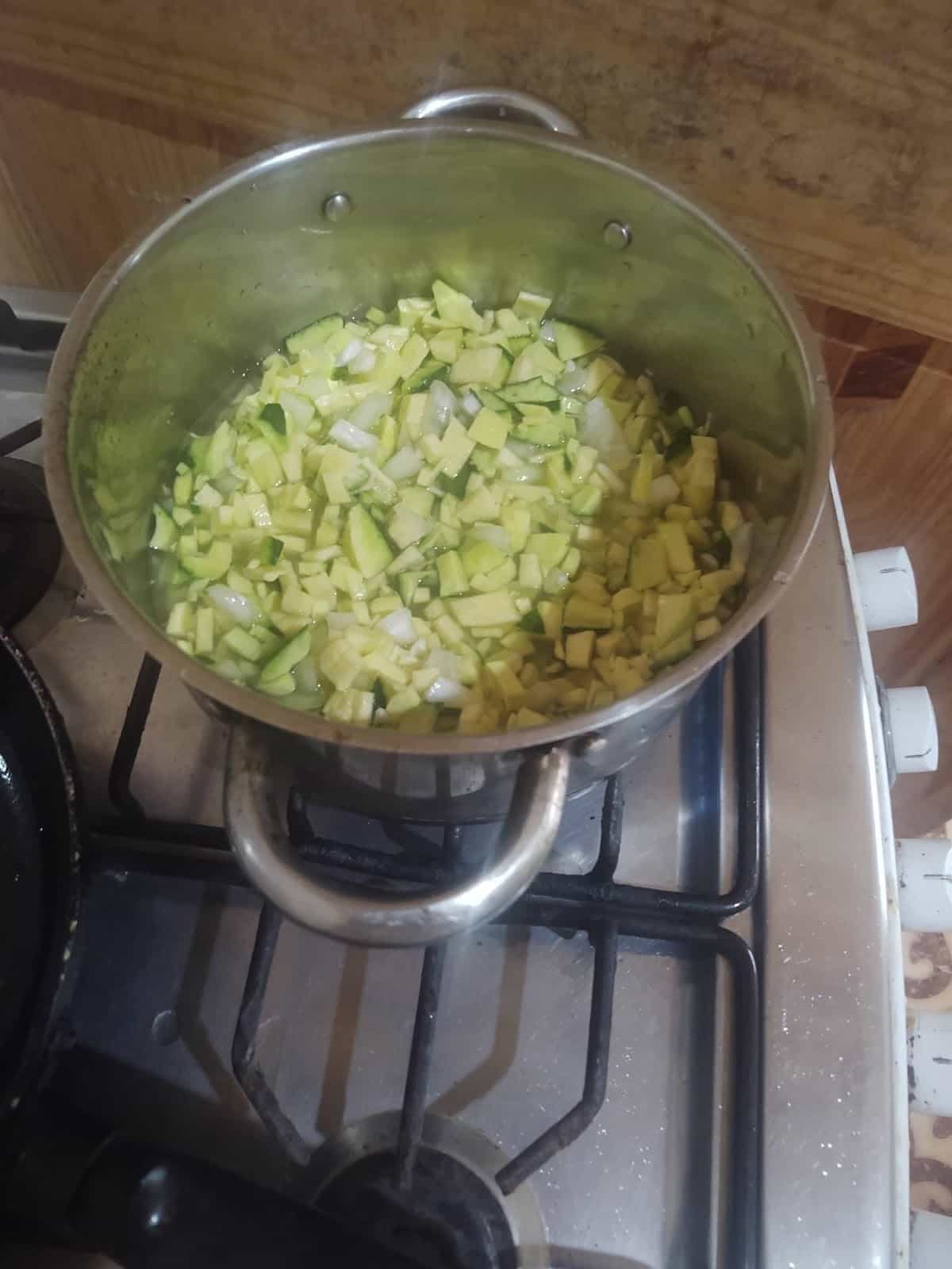 Chopped Up Vegetables in a Pot
